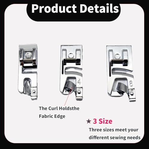 Set de 6 Pies Dobladillo Enrollado 3mm 4mm 6mm Para Máquina de Coser miniatura 3