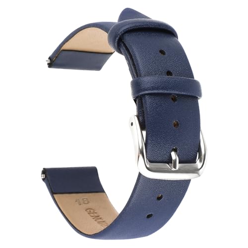 Amaxiu Uhrenarmband aus weichem Kalbsleder, Vintage-Stil, Schnellverschluss, universelles Ersatzarmband mit silberfarbener Edelstahlschnalle, 18 mm, 20 mm, 22 mm, für Herren und Damen (18 mm,