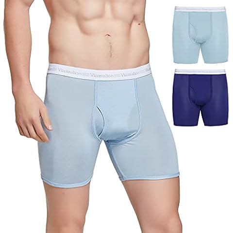 Viamulion Men’s 2 Pack 100% Silk Knitted Underwear Stretch Boxer Briefs … - - Medium Cover
