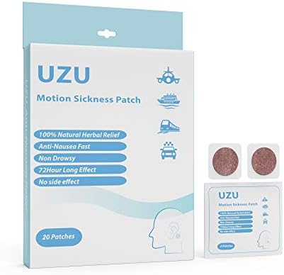 20 Count - Motion Sickness Nausea Relief Patch, Natural Herbal Cruise, Car, and Airplane Formula Ideal for Kids, Adults (20 Pcs)