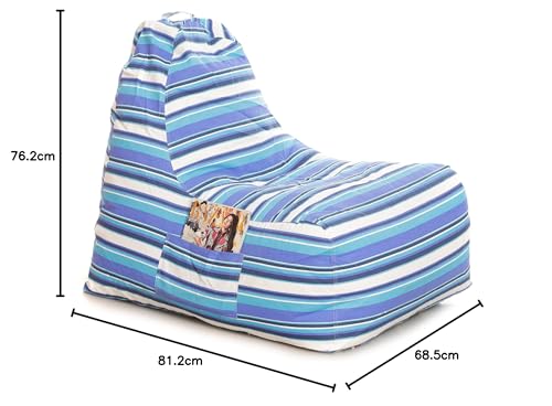 Image of Style Homez Hackey Cotton Canvas Stripes Printed Bean Bag XXL Size Filled with Beans Fillers