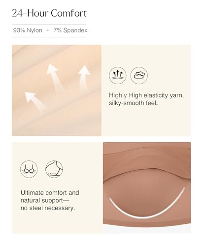 Popilush Seamless Bras for Women No Underwire Light Coffee Small - image 5