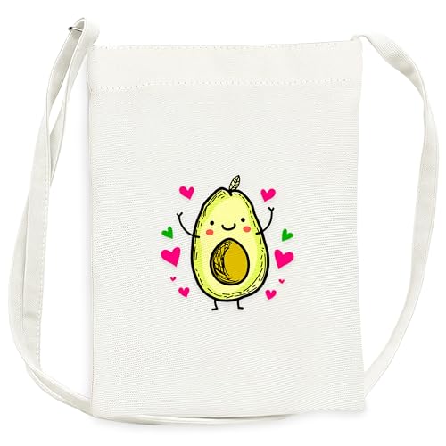 Avocado Mini Canvas Bag for Teens Kids Girls, Avocado Lovers Gift Items Things Decor Merch, Small Tote Purse with Shoulder Strap Holds Phone Wallet Keys Lipstick Coin!