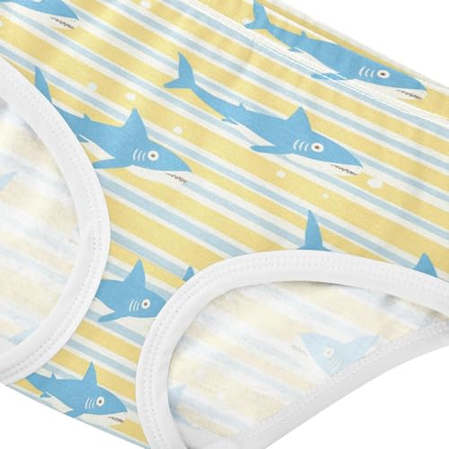 Wusikd Shark Girls' Underwear Cotton Yellow Stripe Girls Briefs Soft Toddler Underwear 2T4