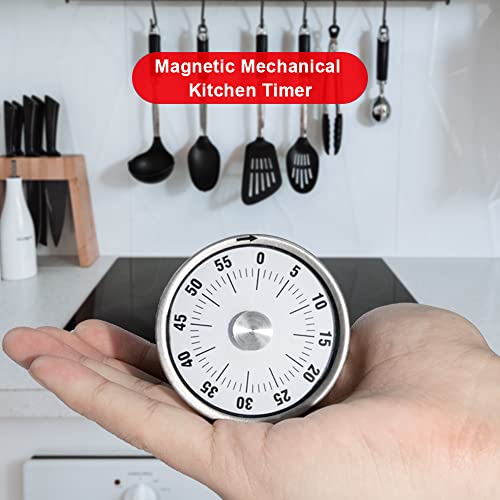 Mechanical 60-Minute Kitchen Timer With Stainless Steel Face And Magnetic Back, Visual Timer For Kids, Toddlers, Teachers, Time Management Tool For Study, Cooking, Baking #TOP1