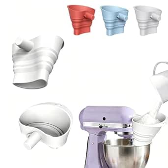 Flour Funnel For Kitchen Mixer,Flour Funnel- Stand Mixer Attachment Kitchen Attachments Mixers Accessories Easy Pour No Mess Prevents Spills Accessory Fit