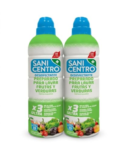 Desinfectante Frutas y Verduras con Lejía Apta Alimentaria | Pack 2x750ml | Elimina 99,9% Bacterias | Seguro Embarazadas y Niños | No Altera Sabor ni Olor | x3 Ultra Concentrado