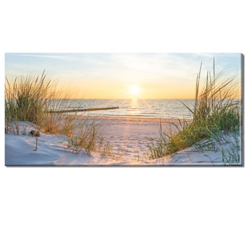 Beach Wall Art Canvas Prints Seascape Picture Sunset Painting Modern Coastal Wall Artwork Framed Bathroom Home Office Decor(B, 24x48inch) - Image 3