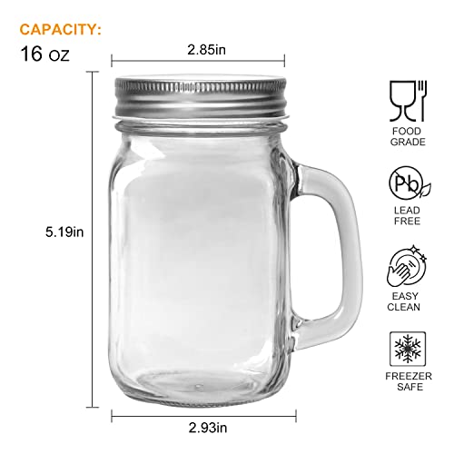 16 oz Mason Jars with Handle,Old Fashioned Drinking Glasses ...