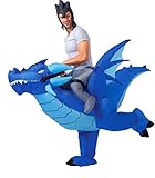 Spooktacular Creations Inflatable Costume Riding a Fire or Ice Dragon Air Blow-up Deluxe Halloween Costume - Adult Size