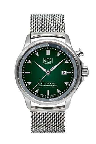 UMF RUHLA Autokinetic Herrenuhr Ziffernblatt Grün Milanaiseband 1062M-4- Made in Germany