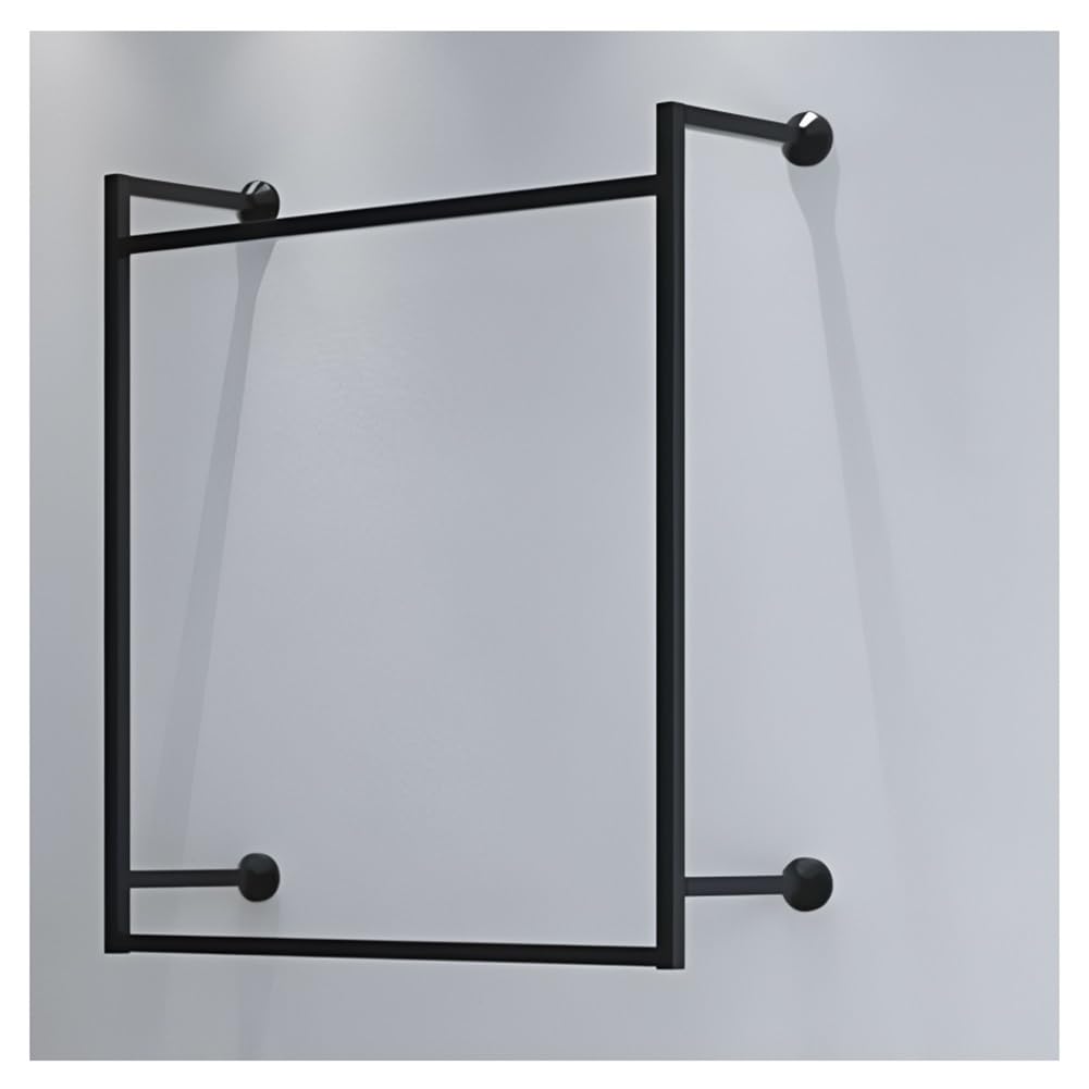 SaryEdge 1PCS Industrial Wall-Mounted Clothes Rack Detachable Metal Garment Rail Multi-Purpose Hanging Rod for Closet Storage Double Pole Clothing Shelf White,Black,Black-100x100 cm