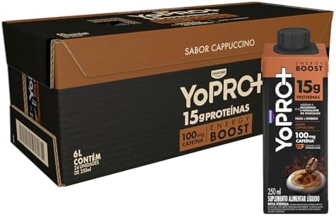Pack YoPRO Bebida Láctea Energy Boost UHT Capuccino 15g de Proteí...