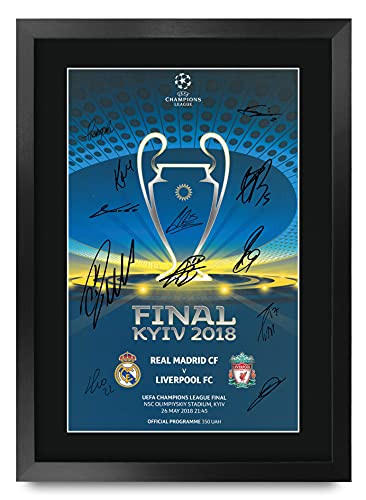 HWC Trading FR A3 Real Madrid 2018 Final Programme Póster Autógrafo Firmado Para Los Aficionados Y Aficionados Al Fútbol - A3 Enmarcado Cover