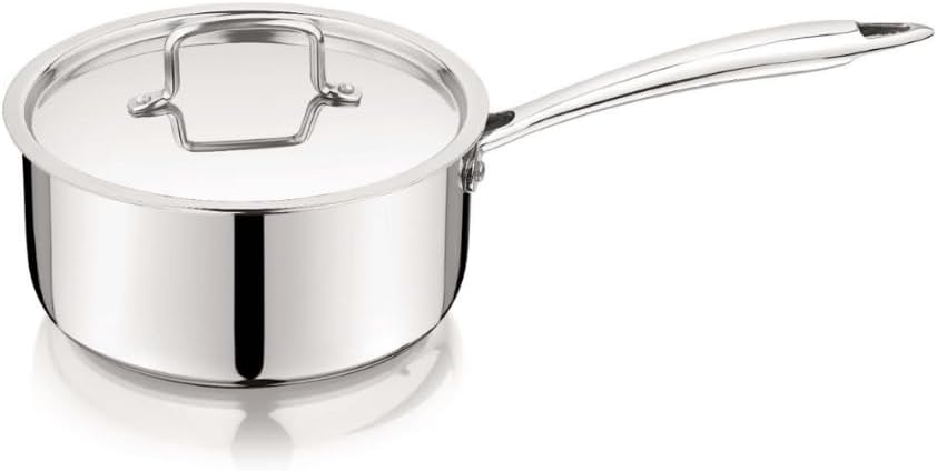 3 Quart Stainless Steel Saucepan with Lid, 3 Qt Tri-Ply Clad 8 Inch Medium Sauce Pan Pot, Non-Toxic Cooking Pot, Induction, Gas & Electric Compatible
