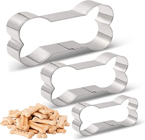 3pcs Dog Bone Cookie Cutters Set, Stainless Steel Sandwiches Cutter Shapes Biscuit Mold Cookie Cutter for Kids, Sturdy Cutters for Cookies, Sandwiches, Biscuits