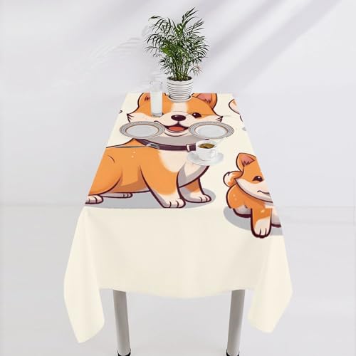 Nappe de table rectangulaire imprimé chien Shiba Inu lavable en cuisine - 5