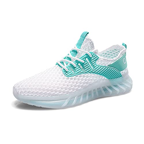 TOPSSCTR Laufschuhe für Herren Mode Sneaker Atmungsaktives Mesh Leichter Slip-on und Schnürsenkel Tennis Walking Workout Fitness Jogging Athlitic Sportschuh, Weiß/Grün, Größe 39-24,5cm Cover