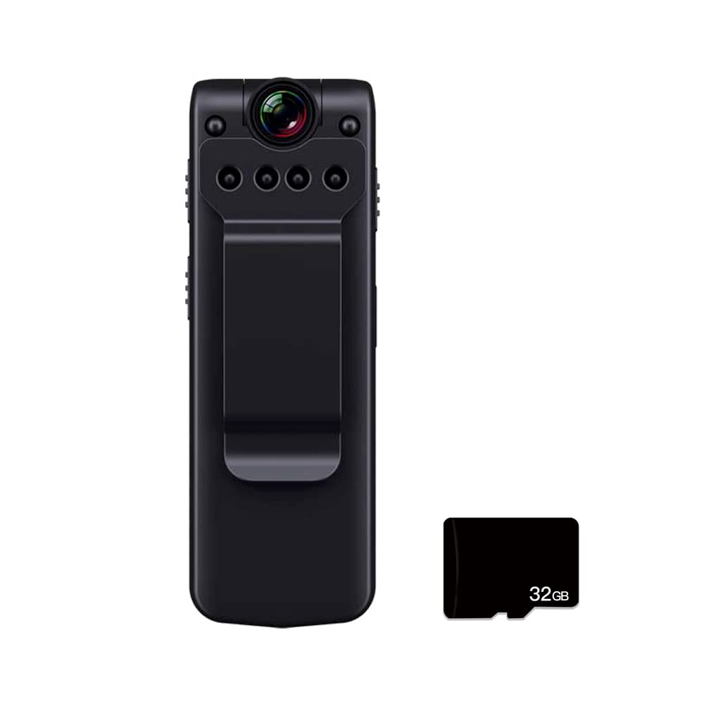 Portable Video Recorder Device, 1080 Body Camera with Audio and Video Night Vision, Portable Pocket Body Camera, Cycling Video Recorder, Body Worn Camera for Sport Meeting Travel Recording (32G Card)