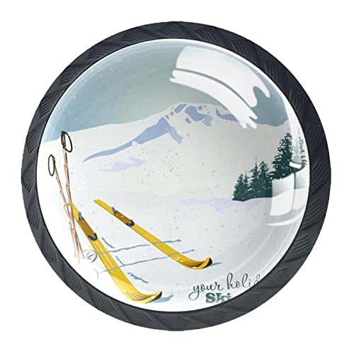 Lot de 4 poignées de tiroir pour meubles de montagne et de ski avec vis