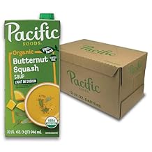Pacific Foods Light in Sodium Organic Butternut Squash Soup, 32 oz Carton Pack of 12