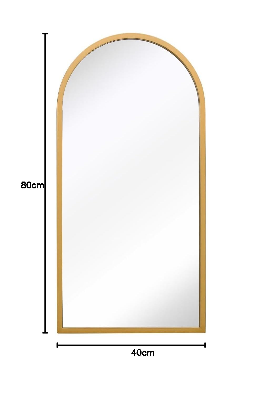 The Arcus Miroir Mural de Jardin arqué avec Cadre en métal doré 80 x 40 cm Convient pour l'extérieur et l'intérieur
