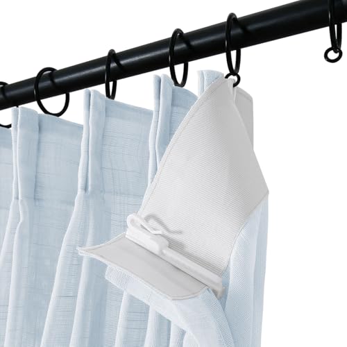 Image of TWOPAGES Baby Blue Pinch Pleated Sheer Curtains, 84 inch W x 102 inch L, 2 Panels