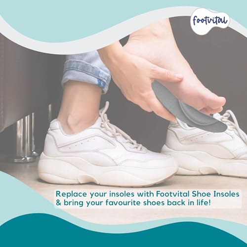 Image of Footvital Memory Foam Shoe Insoles - Size 6 (Brown) (1 Pair) - Comfort Cushion Insoles for Men & Women, Shock Absorbing Shoe Inserts for Everyday Walking, Work Shoes & Sneakers - Soft Fit Foot Support