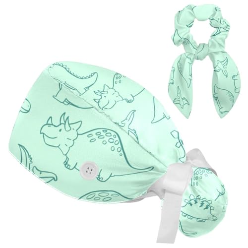 Nursing Surgical Caps with Button, Women Long Hair...