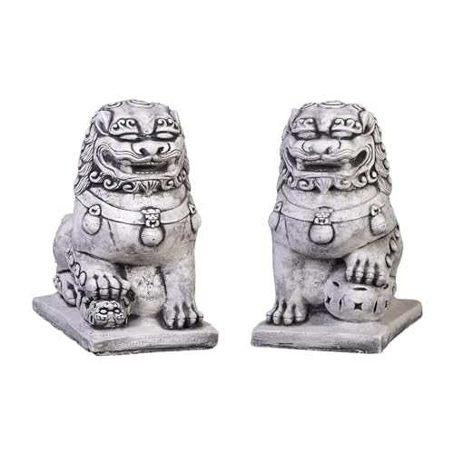 gartendekoparadies.de Figures de Pierre Massive Lions Gardiens Chinois Shishi Fu Chiens en Pierre...