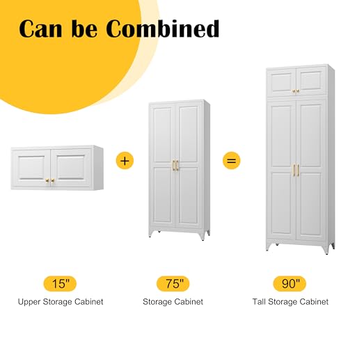 Image of SteeLoong 90 inchMetal Pantry Storage Cabinet with Doors & 4 Adjustable Shelves