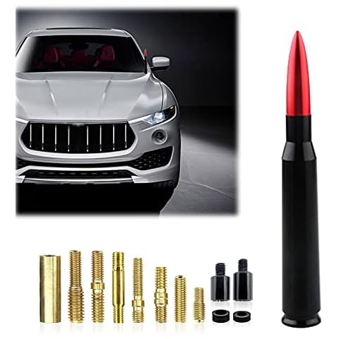 Gseigvee Pack-1 Car Bullet Antenna, Car Truck Antenna for Ford F150 Wrangler Jeep Chevrolet, Heavy Duty Vehicle Pickup Trucks Accessories (Red) Cover