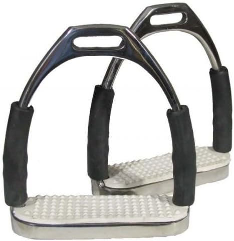 Derby Originals 4.25" Stainless Steel Flex Comfort Stirrup Iron Pair with White Rubber Tread
