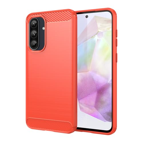 Protection antichoc pour Samsung Galaxy A56 5G avec texture carbone rouge
