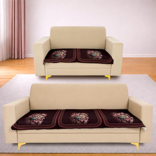 Image of Homerz Premium 'Luxe Series' Sofa Cover | Holland Velvet Fabric | Smooth Finish | Anti-Slip Fleece Backing Couch Protector (Maroon, 5 (3+2) Seater, Only Seat Cover)