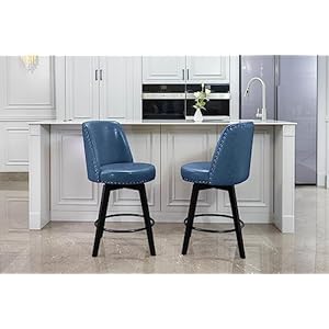 Mincetacounterstools26360freeswivelhighbackfullbackupholsterednailheadcounterheightbarstoolssetof2puinnavy  Urban Country Home Decor Minceta counter stools26 360 free swivel high back full back upholstered nail head counter height bar stoolsset of 2pu in navy  urban country home decor