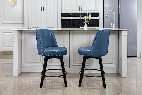 Mincetacounterstools26360freeswivelhighbackfullbackupholsterednailheadcounterheightbarstoolssetof2puinnavy  Urban Country Home Decor Minceta counter stools26 360 free swivel high back full back upholstered nail head counter height bar stoolsset of 2pu in navy  urban country home decor