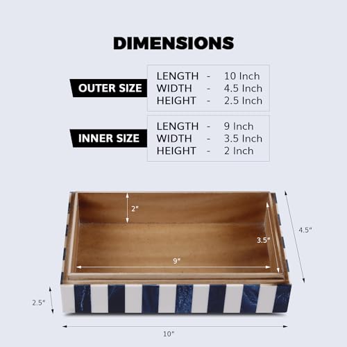Image of Handicrafts Home Chevron Collection, Storage Organizer Decorative Box Multipurpose Gift - Chevron Blue 10x6x2.5 inch