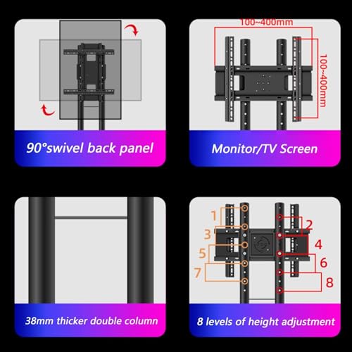 Soporte universal para TV móvil 32-60 pulg altura ajustable miniatura 4