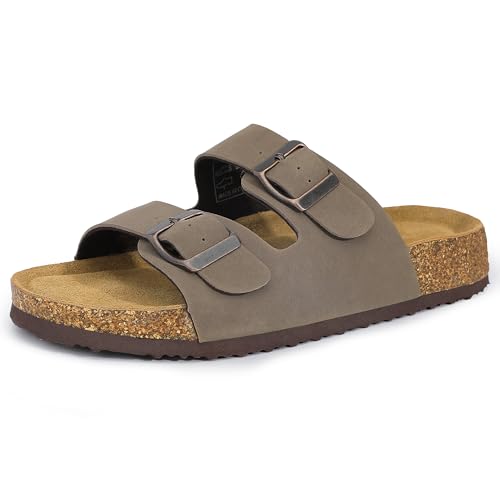 HOMETRUE Womens Sandals Cork Footed Flat Womens Slides Sandals Adjustable Buckle Straps Durable Sandal for Women - Main Image