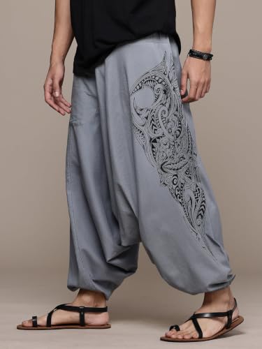Image of The Veshti Company Printed Harem Pants for Men's Cotton Hippie Style Baggy Boho Yoga Pajama Pant with Pocket