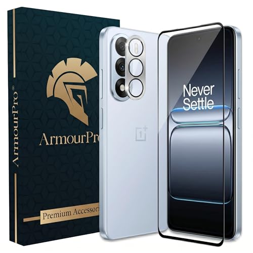 Image of ArmourPro Edge to Edge Tempered Glass for OnePlus Nord 5 with Silver Camera Ring Guard, 9H Screen Protector, Anti-Scratch, Anti-Fingerprint, Bubble-Free Installation Kit