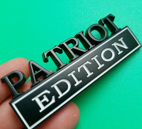 Image of Patriot Edition Emblem with Strong Adhesive, Patriot Car Emblem 3D Badge Decal Car Truck Replacement Compatible with Universal Vehicle, Truck, SUV (Black White)