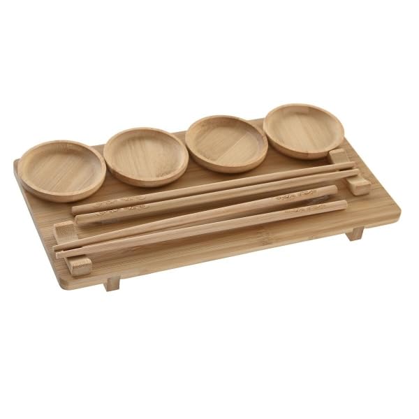 Humpti - Kit de Sushi de Bambú | Set de Vajilla Japonesa Completa | Incluye Platos y...