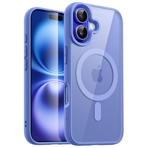 JETech Coque Magnétique pour iPhone 16 6,1 Pouces Compatible avec MagSafe, Étui Housse Antichoc Bumper, Cadre en TPU Mat de Couleur Unie, Dos Transparent Anti-Rayures (Outremer)