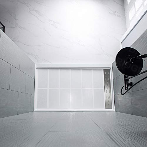 Woodbridge Solid Surface 3-Panel Shower Wall Kit, 32-In L X 60-In W X 96-In H, Stacked Block In A Staggered Vertical Pattern. Matte Finish, Grey #TOP2