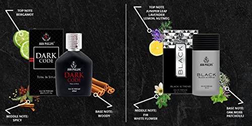 Image of John Phillips Dark Code & Black 60 ml + 60 ml Eau De French Perfume For Men