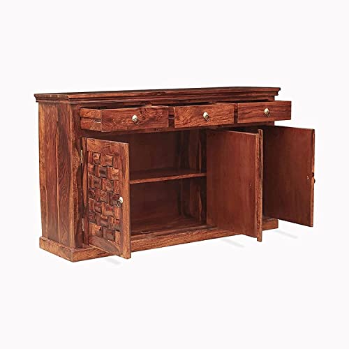 Image of Solid Sheesham Wood Multipurpose Sideboard, Honey Finish