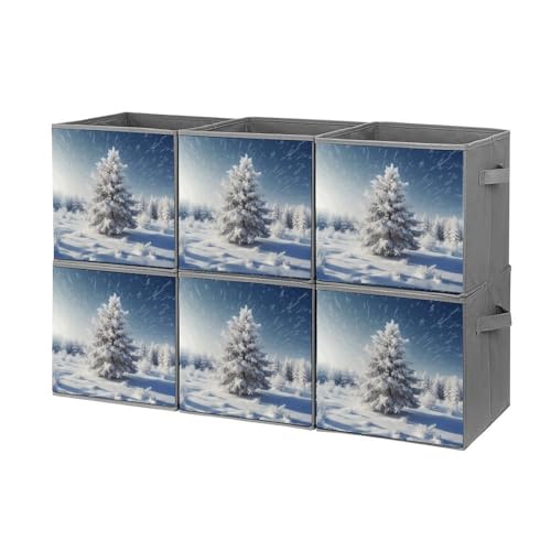 Boîtes de rangement empilables pliables sapin de Noël x6 - 2
