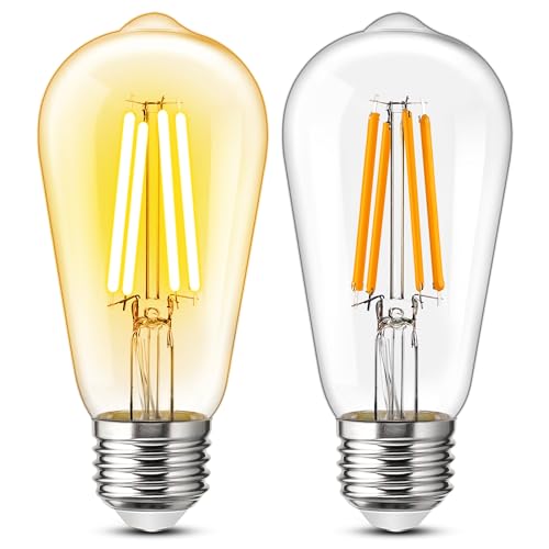 Genixgreen ST58 LED Lampe 9W Retro-LED-Licht, äquivalent zu 90 Watt E27 Basis Retro, warmweiß 2700K Edison Lampe nostalgisch für Heimbeleuchtung oder gewerbliche Beleuchtung 2pack